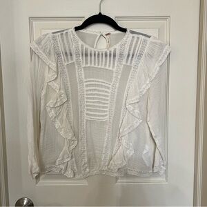 Free People White Ruffled Blouse